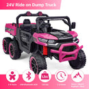 24V Pink Kids Electric Battery Dump Truck Ride-On Toy with Remote Control and MP3 Player, 7mph Magic Cars 2