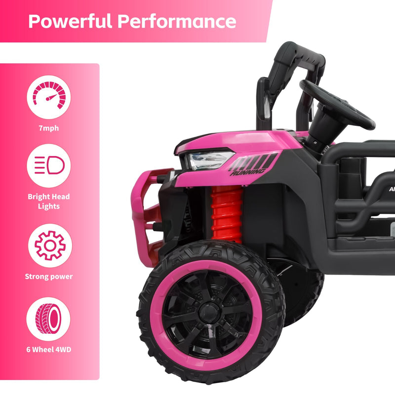 24V Pink Kids Electric Battery Dump Truck Ride-On Toy with Remote Control and MP3 Player, 7mph Magic Cars 4