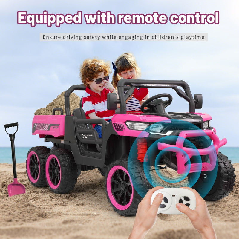 24V Pink Electric 2-Seater Kids Ride-On Truck with Remote Control and Power Wheels Magic Cars 1