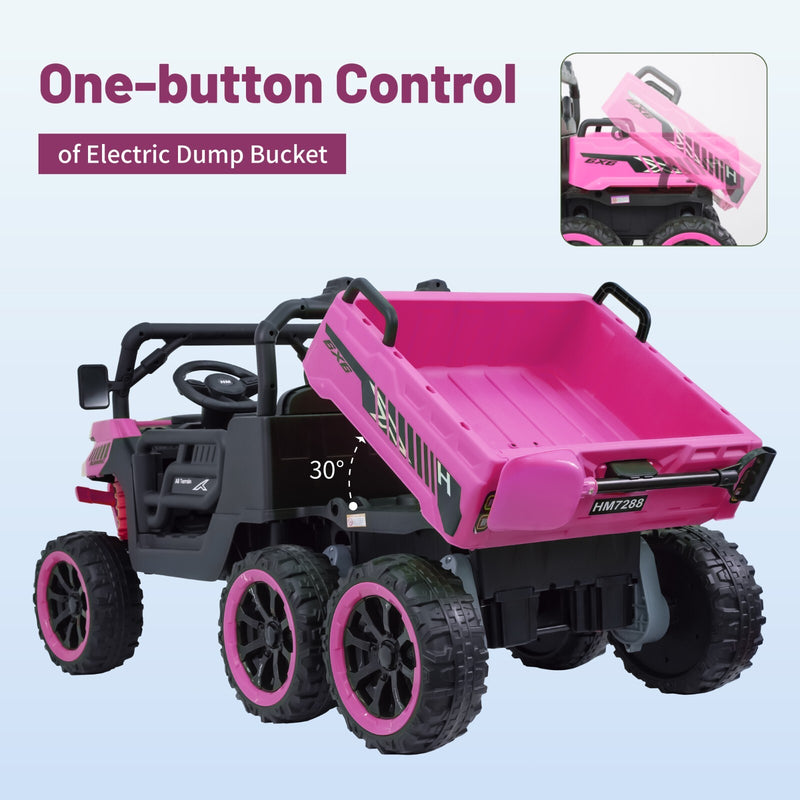 24V Pink Electric 2-Seater Kids Ride-On Truck with Remote Control and Power Wheels Magic Cars 4