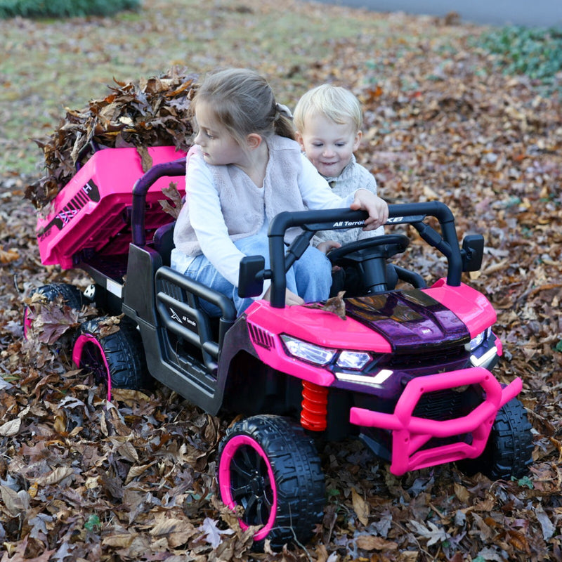 24V Pink Electric 2-Seater Kids Ride-On Truck with Remote Control and Power Wheels Magic Cars 5