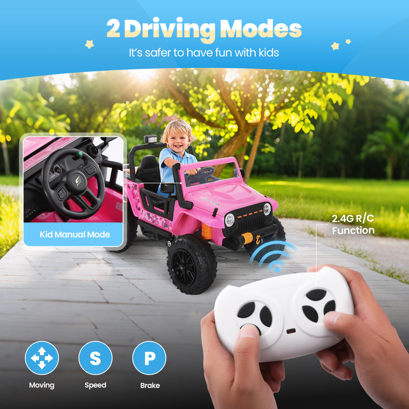 24V Pink Electric Kids Ride-On Jeep Car Toy with Remote Control Battery Powered Magic Cars 4