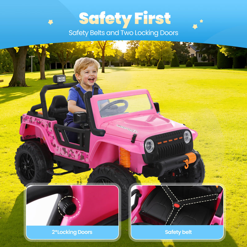 24V Pink Electric Kids Ride-On Jeep Car Toy with Remote Control Battery Powered Magic Cars 6