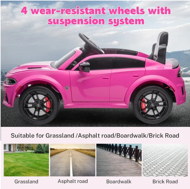 Pink Electric Ride-On Car for Kids and Girls with Safety Belt, Remote Control, and Music Magic Cars 2