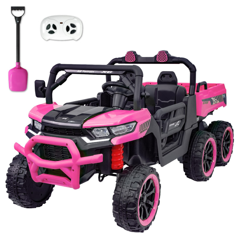 24V Pink 2-Seater Kids Electric 4WD Dump Truck Ride-On Car with Parental Remote Control Magic Cars 0