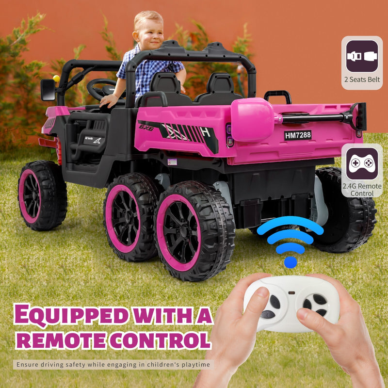 24V Pink 2-Seater Kids Electric 4WD Dump Truck Ride-On Car with Parental Remote Control Magic Cars 1