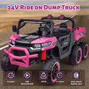24V Pink 2-Seater Kids Electric 4WD Dump Truck Ride-On Car with Parental Remote Control Magic Cars 2