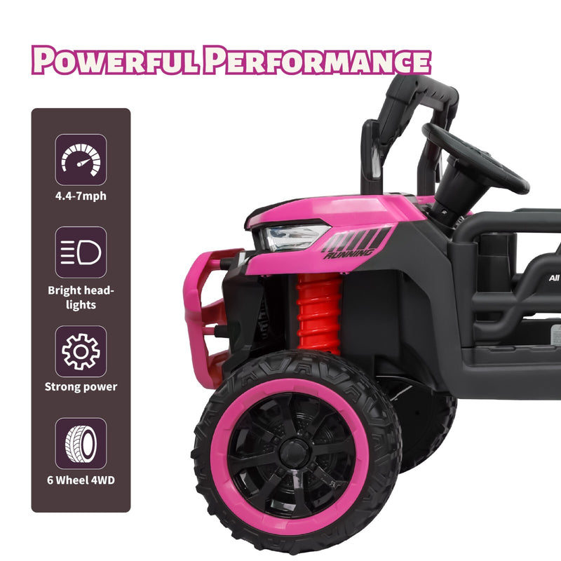 24V Pink 2-Seater Kids Electric 4WD Dump Truck Ride-On Car with Parental Remote Control Magic Cars 3