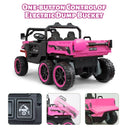 24V Pink 2-Seater Kids Electric 4WD Dump Truck Ride-On Car with Parental Remote Control Magic Cars 4