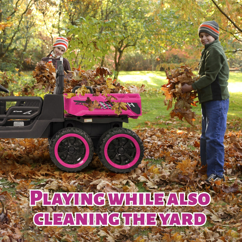 24V Pink 2-Seater Kids Electric 4WD Dump Truck Ride-On Car with Parental Remote Control Magic Cars 5