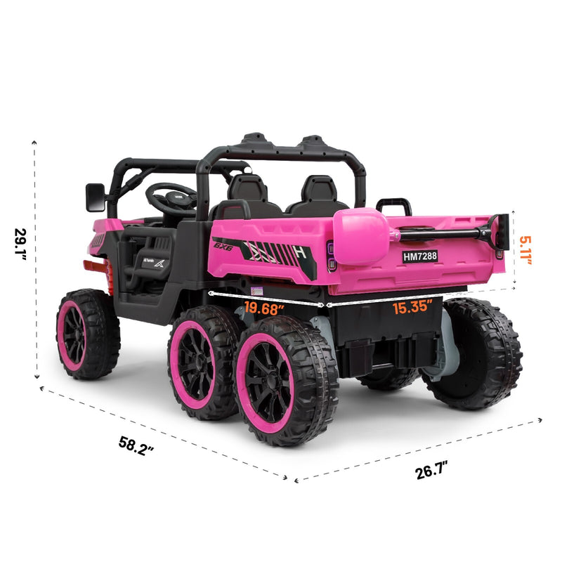 24V Pink 2-Seater Kids Electric 4WD Dump Truck Ride-On Car with Parental Remote Control Magic Cars 6