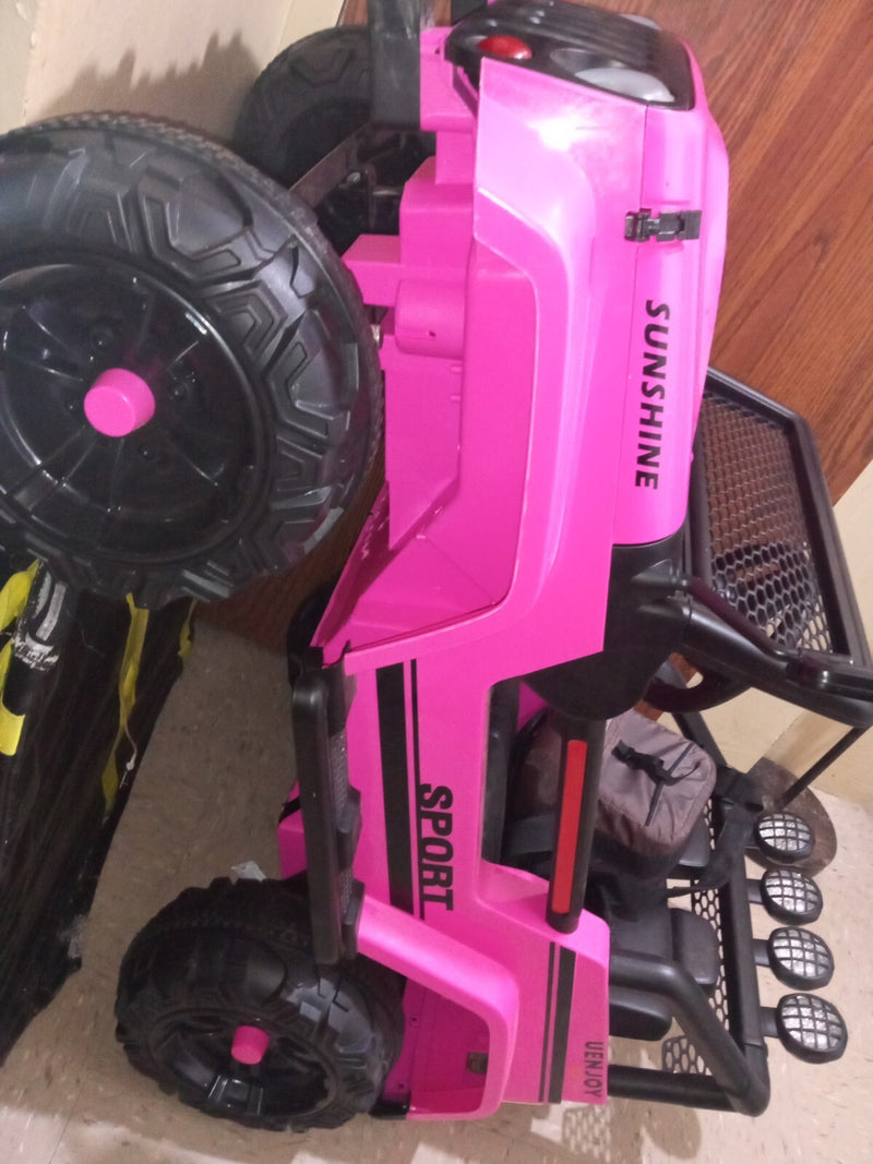12V Pink Electric Ride-On Truck for Girls with Power Wheels Magic Cars 2