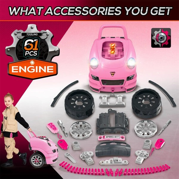 Pink Kids Mechanic Repair Truck Playset for Toddlers Ages 3-5 Magic Cars 6