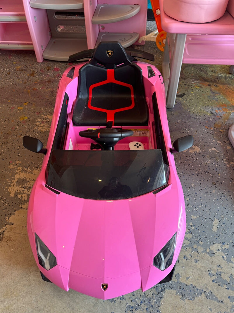 Pink Licensed 12V Lamborghini Aventador Kids Battery-Powered Ride-On Car Lightly Used Magic Cars Variant 0