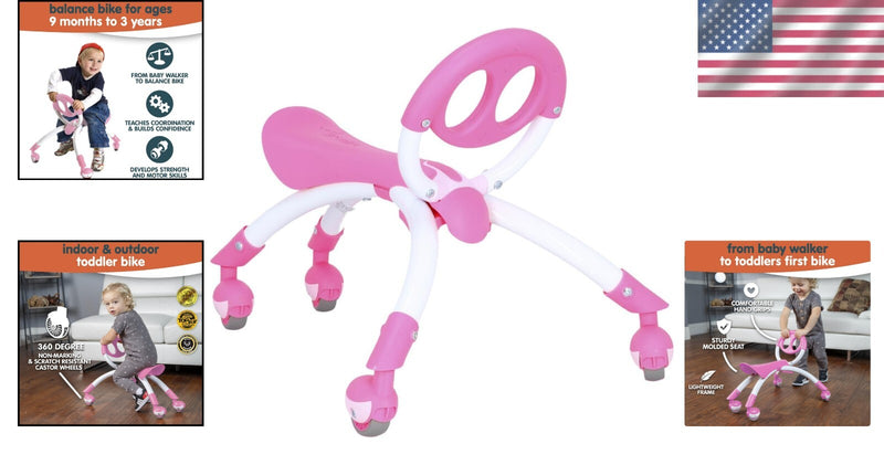 Pink Push Ride-On Toy for Balanced Development Ages 9 Months to 3 Years Magic Cars 1