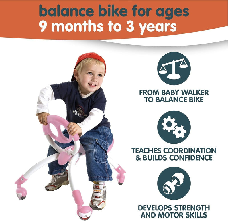 Pink Push Ride-On Toy for Balanced Development Ages 9 Months to 3 Years Magic Cars 4