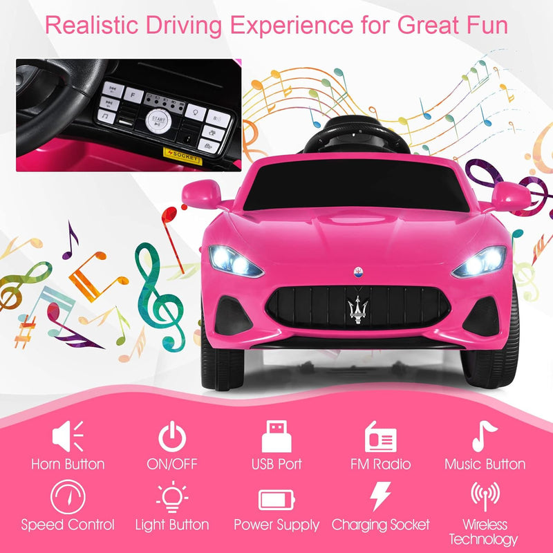 Pink Ride-On Licensed Maserati Grancabrio 12V Battery-Powered Motorized Car Magic Cars 4
