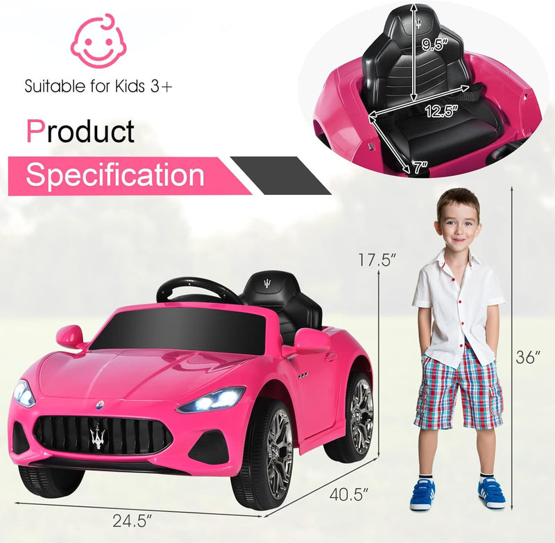 Pink Ride-On Licensed Maserati Grancabrio 12V Battery-Powered Motorized Car Magic Cars 7