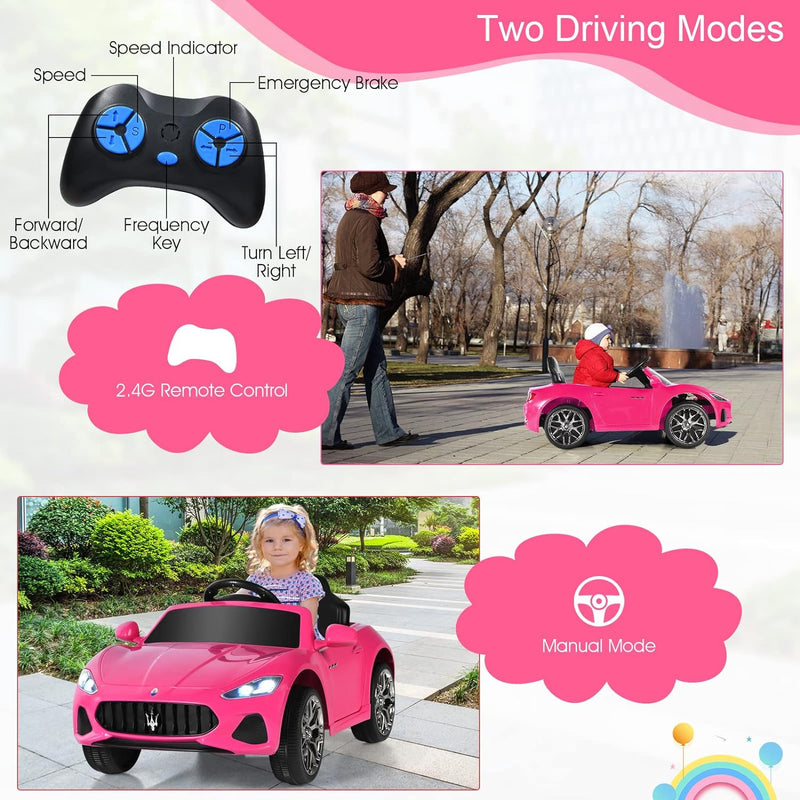 Pink Ride-On Licensed Maserati GranCabrio 12V Battery-Powered Motorized Car Magic Cars 2