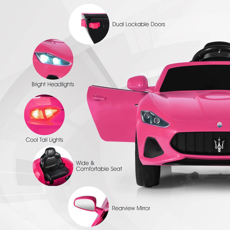 Pink Ride-On Licensed Maserati GranCabrio 12V Battery-Powered Motorized Car Magic Cars 6
