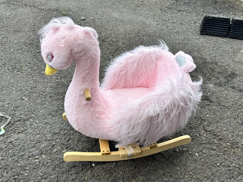 Pink Swan Deluxe Soft and Cuddly Ride-On Rocker Seat Toy Magic Cars 0