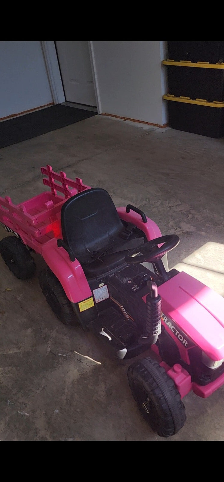 12V Pink Electric Ride-On Tractor with Trailer Battery Powered for Kids Magic Cars 0