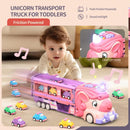 Magical Pink Unicorn Race Track Set with 9 Mini Cars for Girls Magic Cars 3