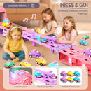 Magical Pink Unicorn Race Track Set with 9 Mini Cars for Girls Magic Cars 5