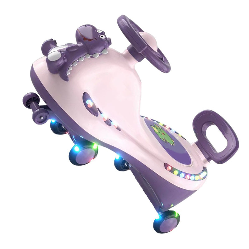 Pink Wiggle Car with Universal Wheels, Quiet Music, and Light Effects for Outdoor Riding Magic Cars 1
