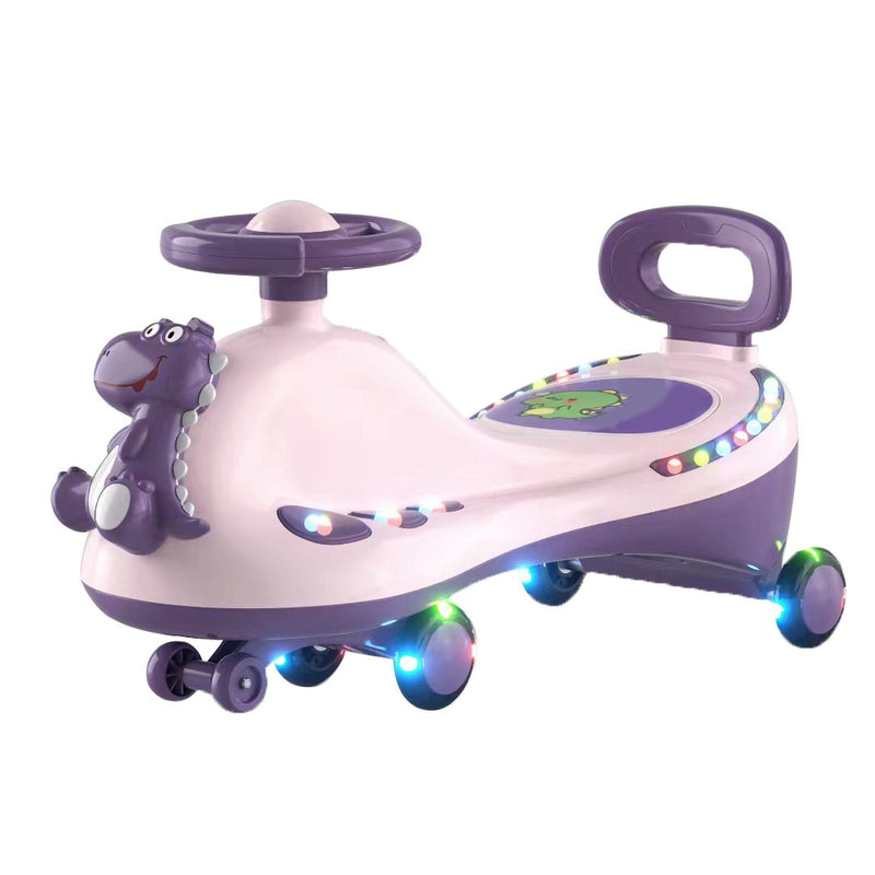 Pink Wiggle Car with Universal Wheels, Quiet Music, and Light Effects for Outdoor Riding Magic Cars 7