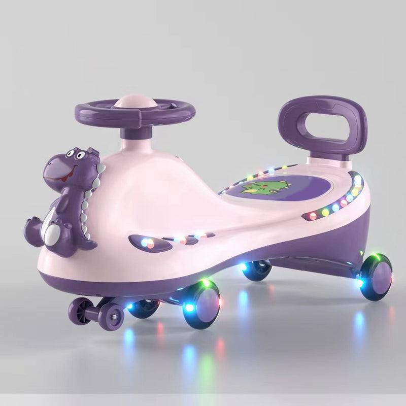 Pink Wiggle Car with Universal Wheels, Quiet Music, and Light Effects for Outdoor Riding Magic Cars 9