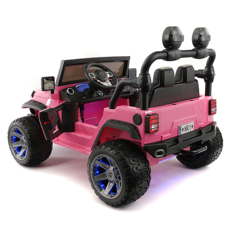 24V DUAL SEAT CHILDREN'S RIDE-ON VEHICLE JEEP CAR TOY WITH 2 HIGH-PERFORMANCE ENGINES, PNEUMATIC WHEELS, MUSIC PLAYER + REMOTE CONTROL