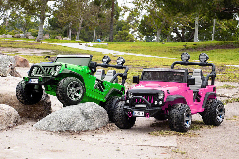 24V DUAL SEAT CHILDREN'S RIDE-ON VEHICLE JEEP CAR TOY WITH 2 HIGH-PERFORMANCE ENGINES, PNEUMATIC WHEELS, MUSIC PLAYER + REMOTE CONTROL
