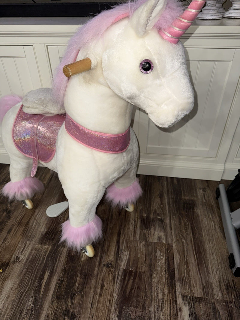 Ride-On Pink Unicorn Toy for Kids Ages 4-8 Magic Cars 6