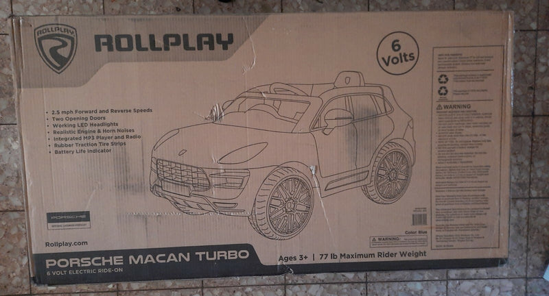 6V Powered Ride-On Porsche Macan Turbo in Blue Magic Cars 1