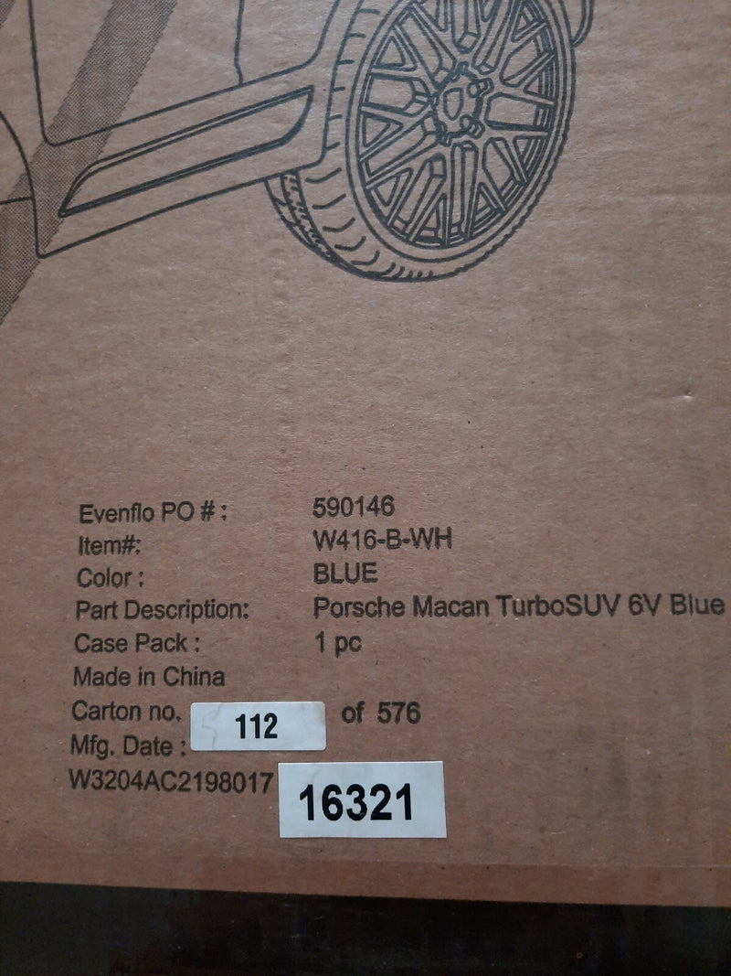 6V Powered Ride-On Porsche Macan Turbo in Blue Magic Cars 2