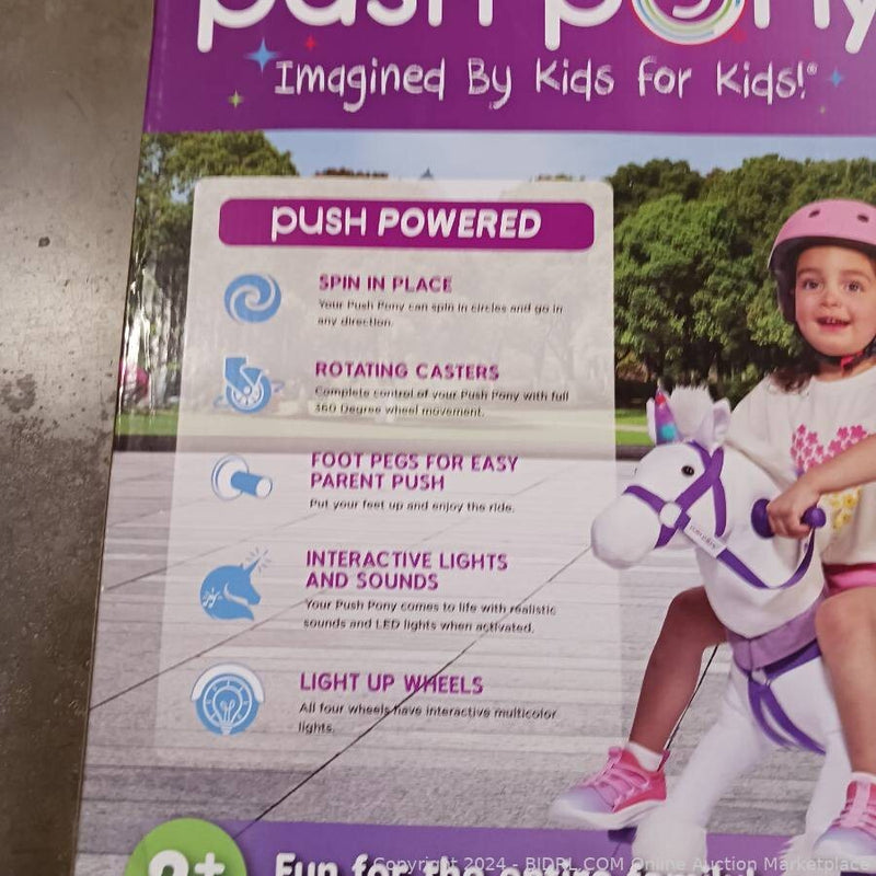 Power Pony Push Unicorn Riding Toy for Kids 2+ with Crystal Design - New Magic Cars 1