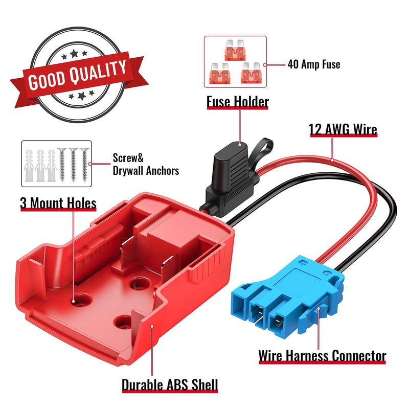 Power Wheel Adapter with Wire Harness Compatible with Milwaukee Battery Magic Cars 1
