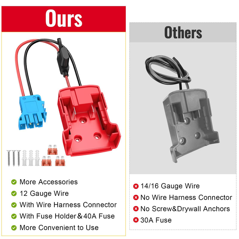 Power Wheel Adapter with Wire Harness Compatible with Milwaukee Battery Magic Cars 3
