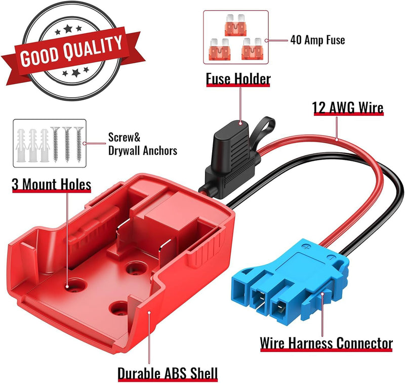 Power Wheel Adapter Compatible with Milwaukee Batteries for Peg Perego Vehicles Magic Cars 1