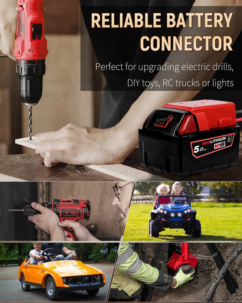 Milwaukee M18 Battery Adapter for Peg Perego and Power Wheels Ride-On Vehicles Magic Cars 1