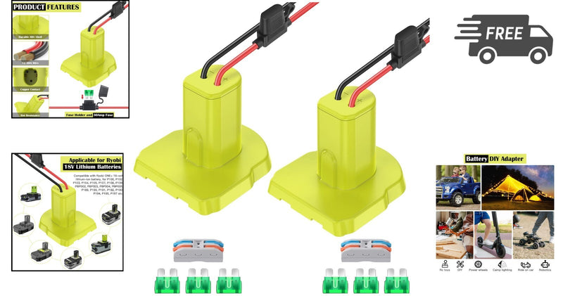 18V Battery Conversion Kit with Wheel Adapter for RC Power Wheels Toys Magic Cars 1