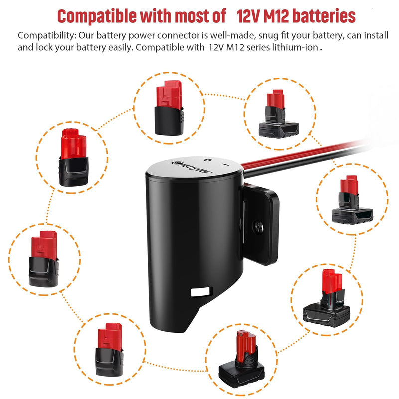 12V M12 Power Wheel Adapter with Fuse for Lithium Battery DIY Toys Magic Cars 2