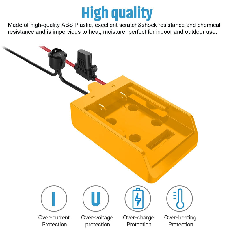 Power Wheel Adapter with Fuse and Switch Secure Battery Adapter for 20V Lithium Battery Magic Cars 6