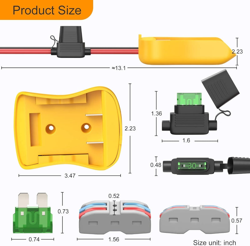 20V Power Wheel Battery Adapter Kit with 12 AWG Wires, Fuses, and Connectors Magic Cars 3
