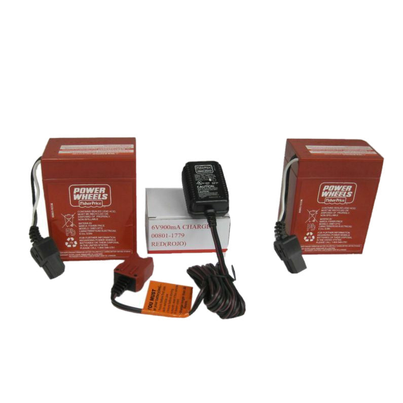 Genuine Power Wheels 6V Red Batteries 2-Pack with Charger Magic Cars 0