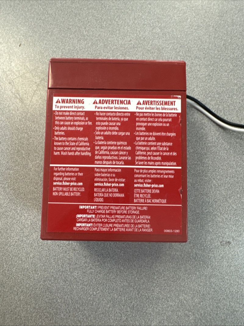 Power Wheels 6-Volt Rechargeable Battery Pack Red Original Equipment Magic Cars 6