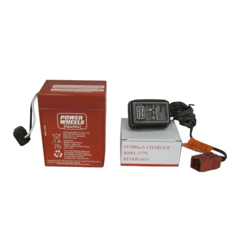 Fisher Price Genuine 6V Red Rechargeable Battery and Charger Combo for Power Wheels Magic Cars Variant 0