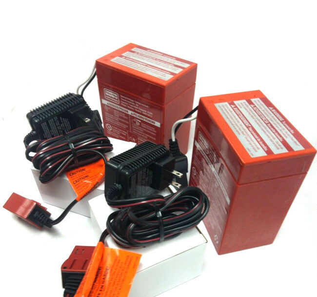 6V Red Replacement Batteries and Dual Chargers Set for Ride-On Toy Vehicles Magic Cars 1