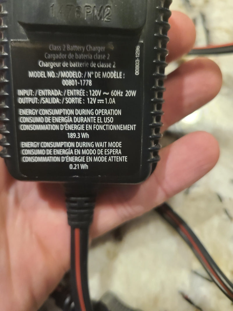12V 1-Amp Grey Battery Charger for Power Wheels Battery Cube Magic Cars 2